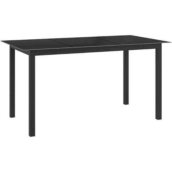 vidaXL - Garden Table Aluminium and Glass - Black - 150x90x74 cm