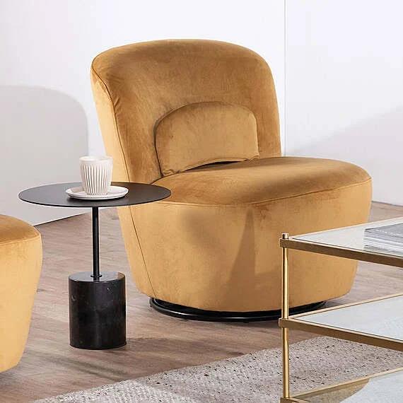 ESEKA Swivel Chair Mustard by Freedom, 100% Polyester Mustard Fabric Upholstery