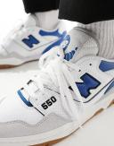 New Balance 550 Sneakers with Suede Toe in White and Blue