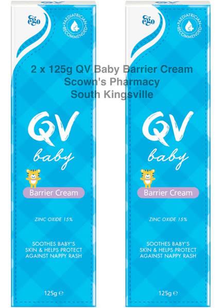 2 X Ego Qv Baby Barrier Cream 125g Nappy Rash Eczema Senstive Skin