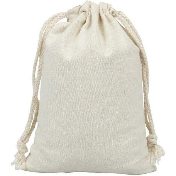 Canvas Bags Drawstring Storage Bag Bulk Linen Calico Cotton Tote Gift