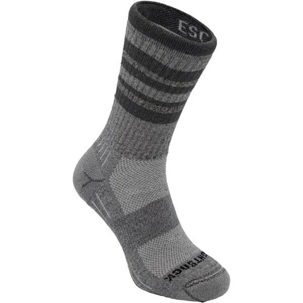 Wrightsock Escape Crew Length Ash Twist Stripes Unisex Outdoor Hiking Socks - S