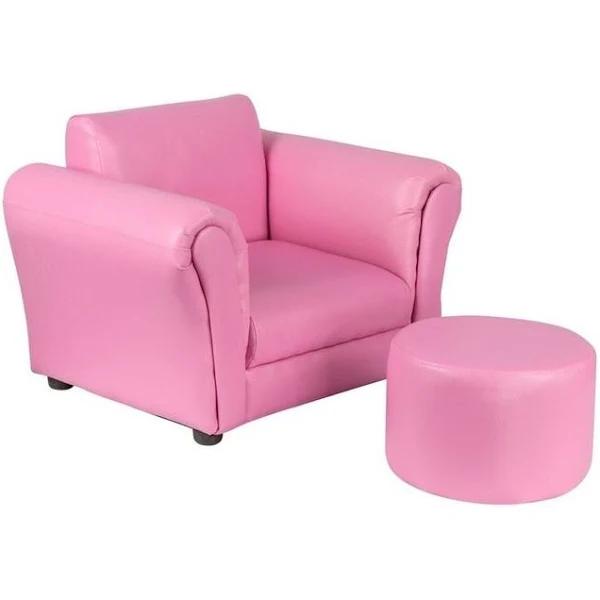 Hacienda Kids Couch Sofa Chair With Footstool in Pink