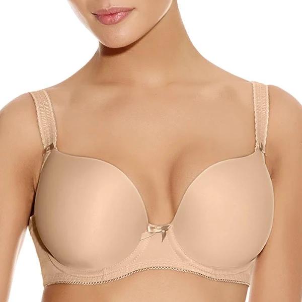 Freya Deco Underwired Moulded Plunge Bra - 14F Nude