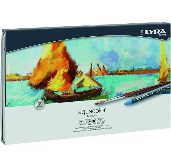 Lyra Aquacolor Water-soluble Crayons 48/Pkg-Assorted Colors