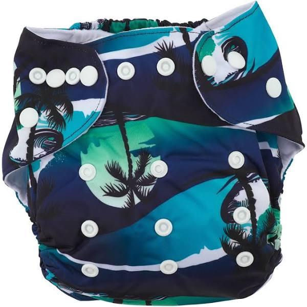 Modern Cloth Nappy (Pocket OSFM) 0 3 Yrs Night Palms - AfterPay & zipPay Available