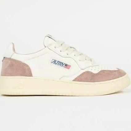 Autry - Medalist Low Leather Sneaker White, Goatskin & Pink Suede 38