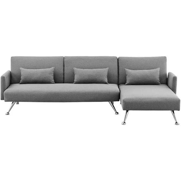 Sarantino Mia 3-Seater Corner Sofa Bed | Chaise & Pillows | Dark Grey