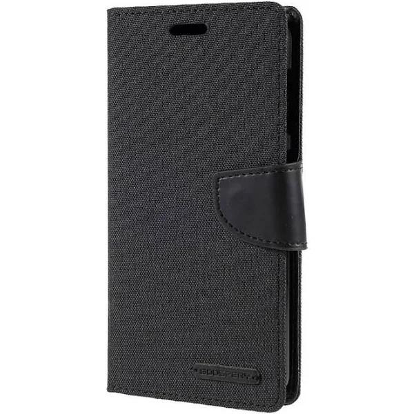 Goospery Canvas Diary Case For Apple iPhone XR - Black