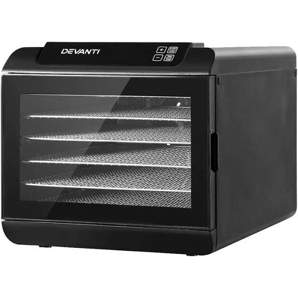 Devanti 6 Tray Food Dehydrators Commercial Beef Jerky Maker Fruit Dryer - Black