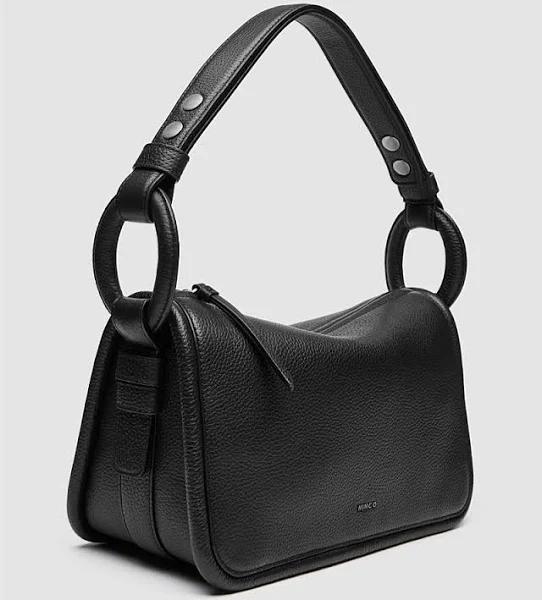 Mimco Contort Large Shoulder Bag Black Gunmetal | 100% Leather | 18cm