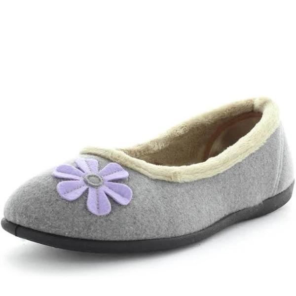 Panda Elgin Microsuede Floral Applique Non-slip Cushioned Ballet Slippers