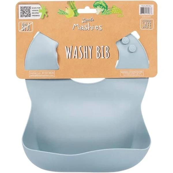 Little Mashies Silicone Washy Bib (Dusty Blue)