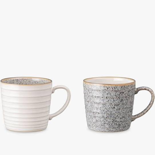 Denby Studio Ridged Mug Grey Set 2pce