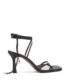 David Jones Edward Meller Sidney80 Square Toe Ankle Tie Sandal in Black, Size 36 EU