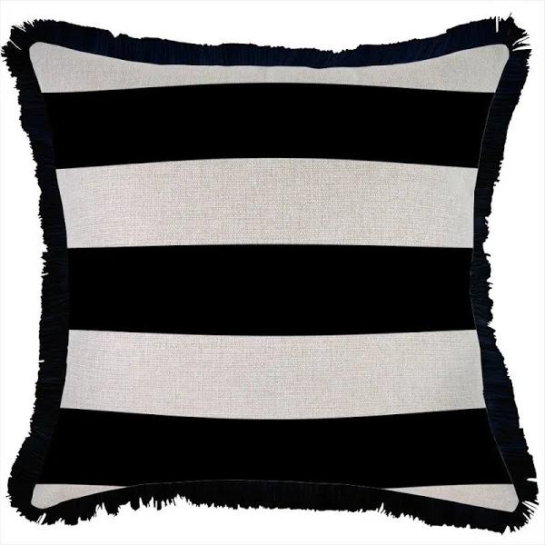 Cushion Cover Coastal Fringe Black Deck Stripe Black 45cm x 45cm