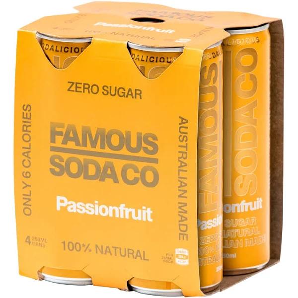 Famous Soda Passionfruit 4-Pack Cans 250ml x 6 Packs