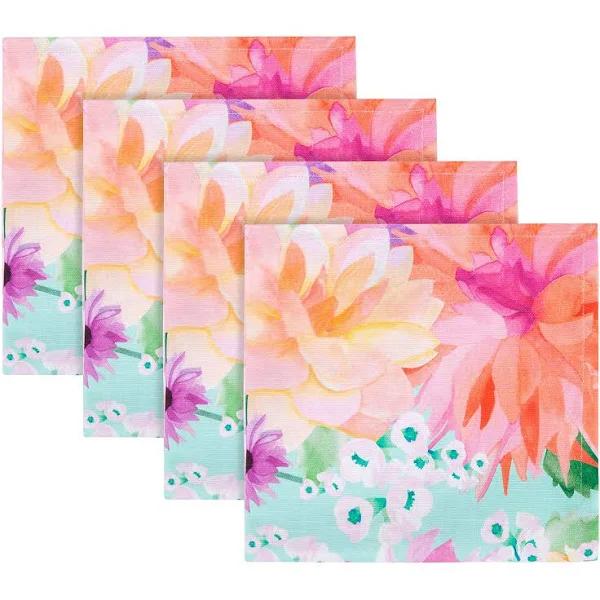 Maxwell & Williams Teas & C's Dahlia Daze Cotton Napkin 45x45cm Set of 4 Sky