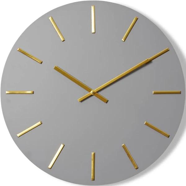 Maddox Classic Markers Wall Clock, Grey and Gold, 50cm