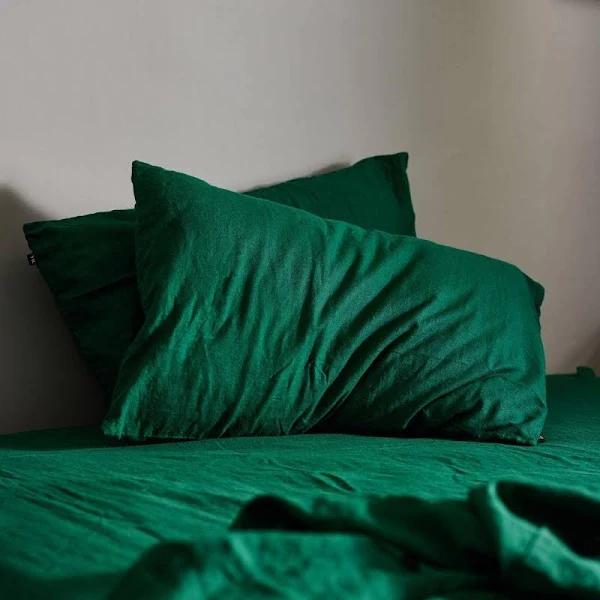 Pure Linen Standard Pillowcase Pair | The Honest Label Forest Green