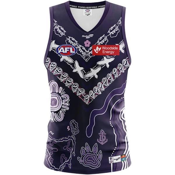 Fremantle Dockers 2023 Mens Indigenous Guernsey Purple/White M