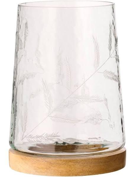 Hurricane Etched Glass Lantern 26x20cm | Tan | Homewares | Early Settler Furniture