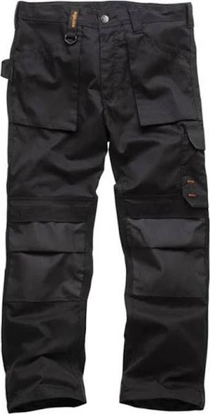 Scruffs Mens Work Trousers Black 36R Polyester Cotton Mens Work Trousers