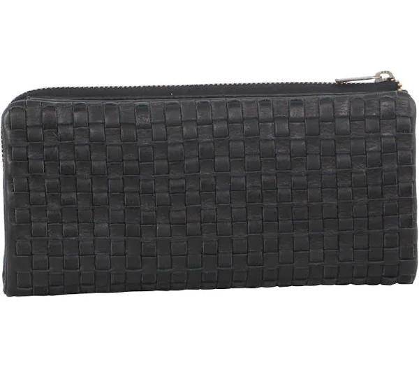 Pierre Cardin Woven Rustic Leather Womens Wallet / Black