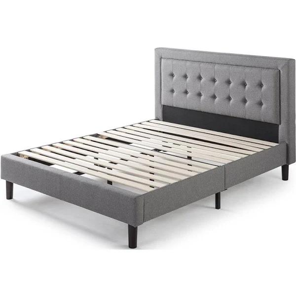 Zinus Bed Frame Double Size Luxury Fabric Bed Grey Dachelle