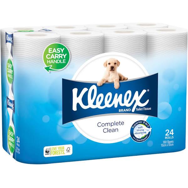 Kleenex Complete Clean Toilet Tissue White 24 Pack