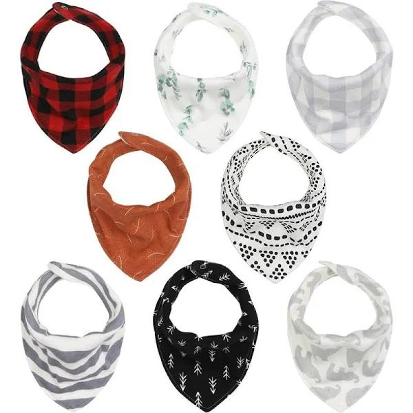 8pc The Peanutshell Cotton Bandana Feeding Teething Baby Adjustable Bib Set