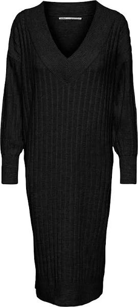 Only Black / Black Midi Length Knitted Dress