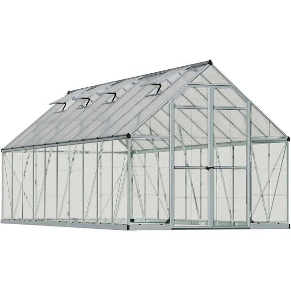 Maze Balance Premium Polycarbonate Greenhouse 8' x 20' - Silver Frame