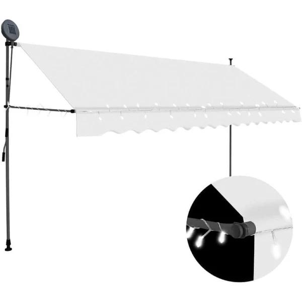 Manual Retractable Awning With LED 350 cm Cream vidaXL