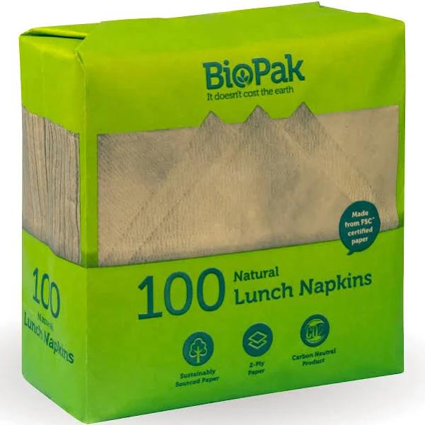 BioPak Natural Lunch Napkins 100 Pack