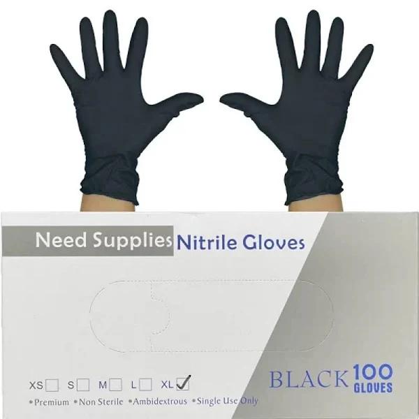 Nitrile Powder Free Gloves Black - Medium - 100 Pcs Box