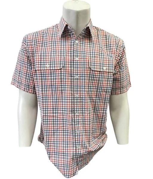 Bisley Mens Medium Red Check Short Sleeve Shirt Red / 5XL