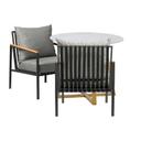 Livsip 3 Piece Outdoor Dining Setting Sintered Stone Table Patio Furniture Set