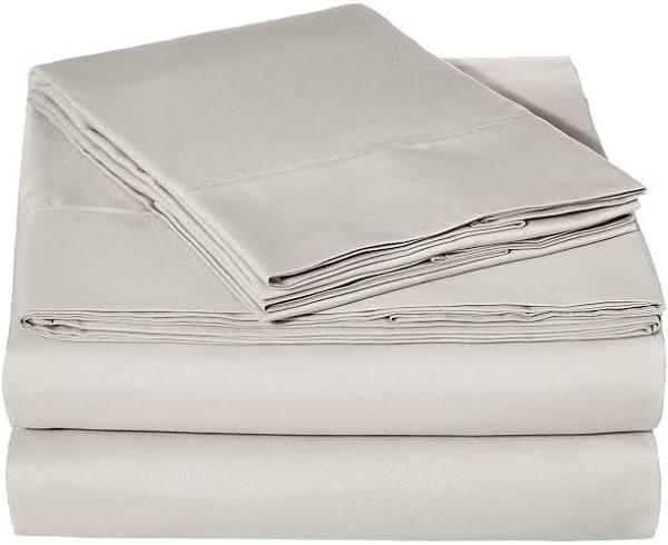 Amazon Basics Lightweight Super Soft Easy Care Microfiber Bed Sheet Set With 14" Deep Pockets - Queen, Light Gray