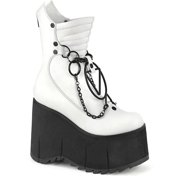 Demonia Kera 130 White Bat Platform Wedge Boots | Goth Shoes Australia 10