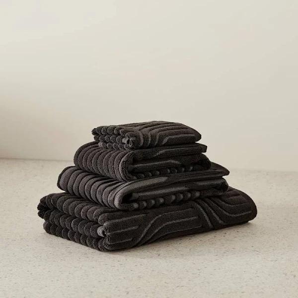 Adairs Archie Black Marle Towel Range - Bath Towel