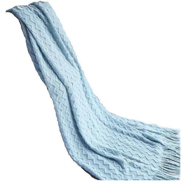 125cm x 200cm Warm Cozy Knitted Throw Blanket Light Blue - Standard - AfterPay & zipPay Available