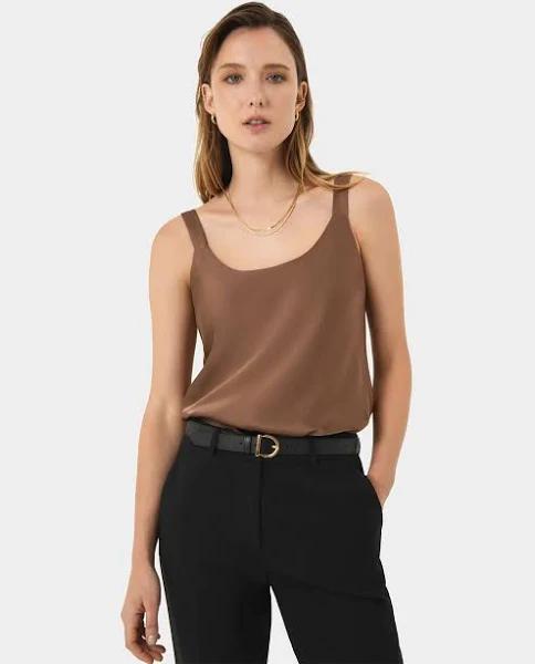 Forcast Women's Kalena Satin Cami Top - Dark Camel - 8 - AfterPay & zipPay Available