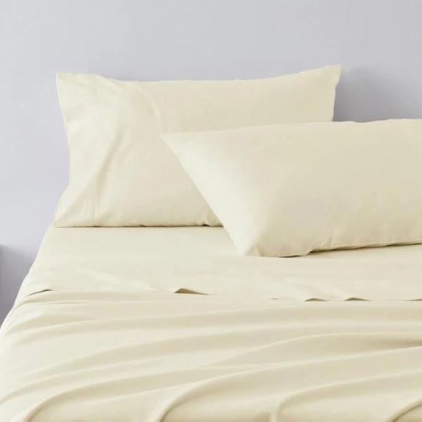 Jenny Mclean Abrazo Flannelette 175GSM Cotton Sheet Set (Ivory) - Split King