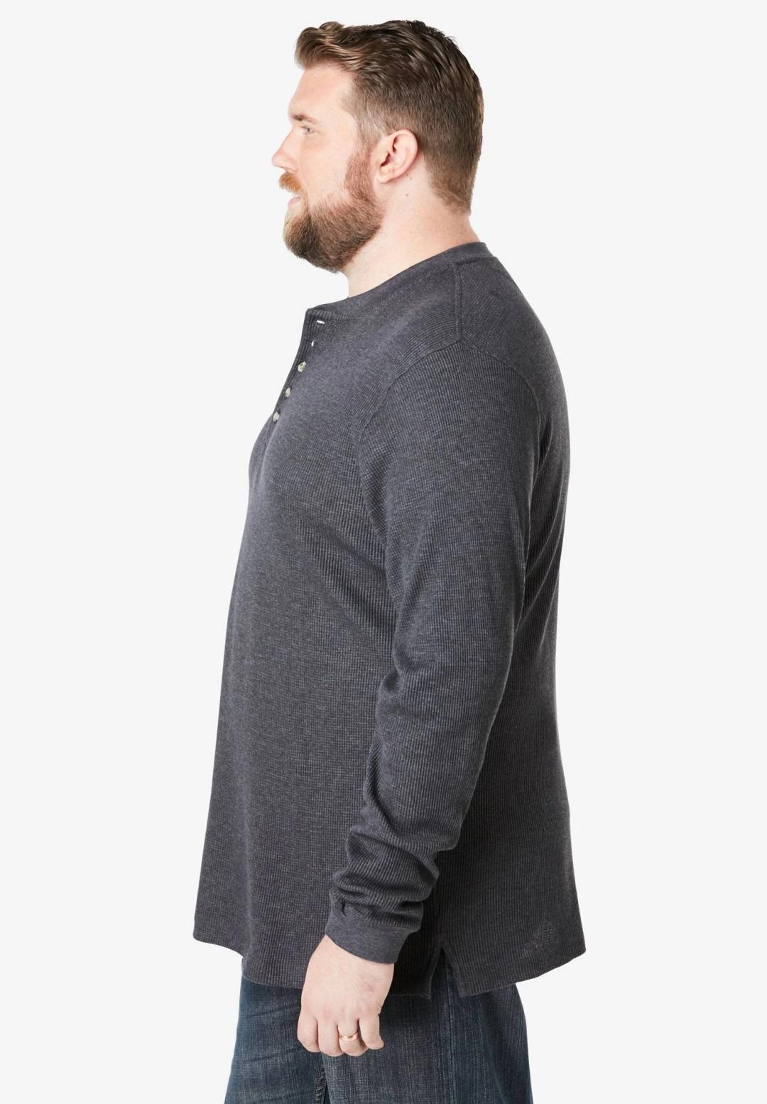 Men's Big & Tall Waffle-Knit Thermal Henley Tee by KingSize in