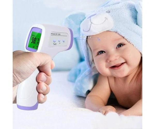 Infrared Thermometer Non Contact Digital Temperature - White with Purple -Great Safe Reliable and Hygenic Way to Test the Temperature of your Loved 