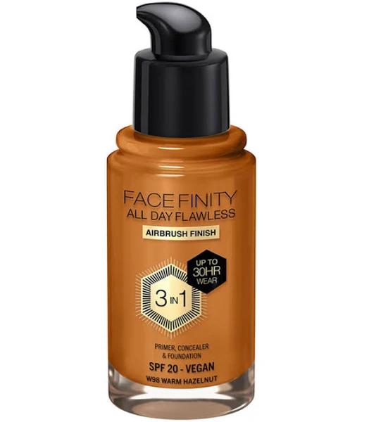 Max Factor Facefinity 3-in-1 All Day Flawless Liquid Foundation, SPF 20-98 Warm Hazelnut, 30 ml