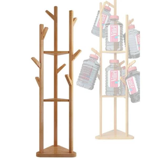 BJWD Bamboo Coat Rack Stand Floor Standing Hat Cloth Hanger Stroge Umbrella Shelf - AfterPay & zipPay Available