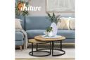 Oikiture Set of 2 Coffee Table Round Nesting Side End Table Natural