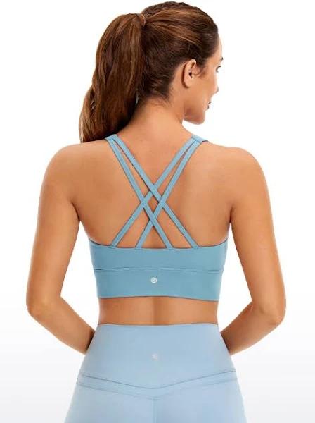 CRZ Yoga Women's Training Medium Support Butterluxe Bra Strappy Back Pure Blue / M